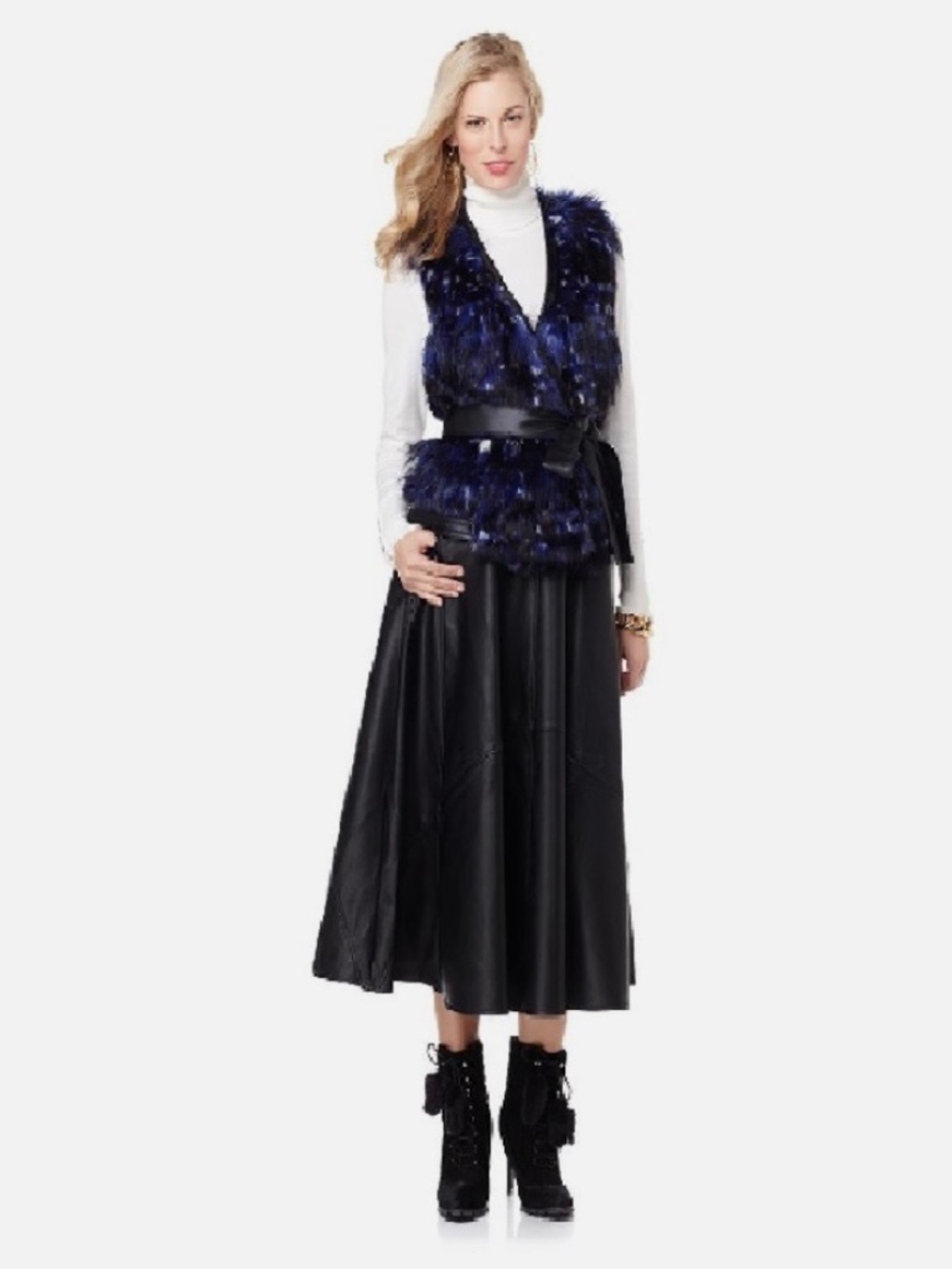 Stylish Blue Faux Fur Vest